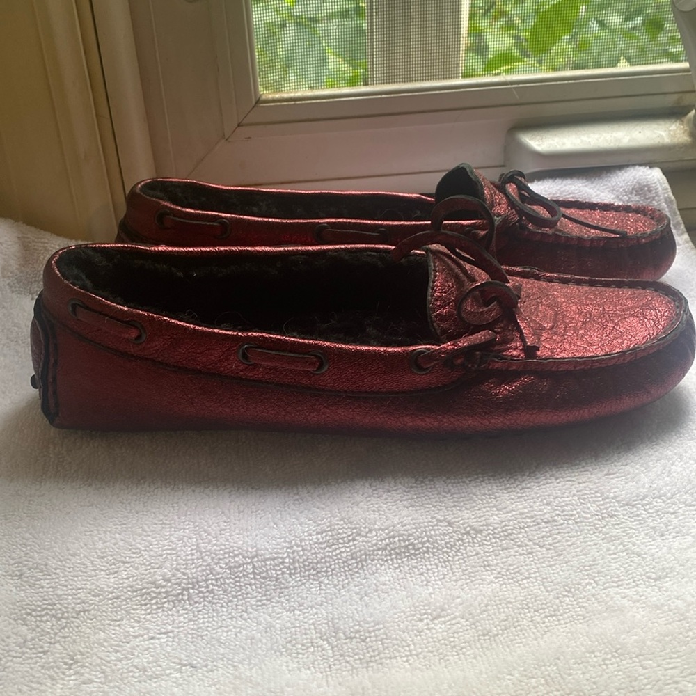 Metallic maroon lined driving loafers 8 - 8.5 N NWOB